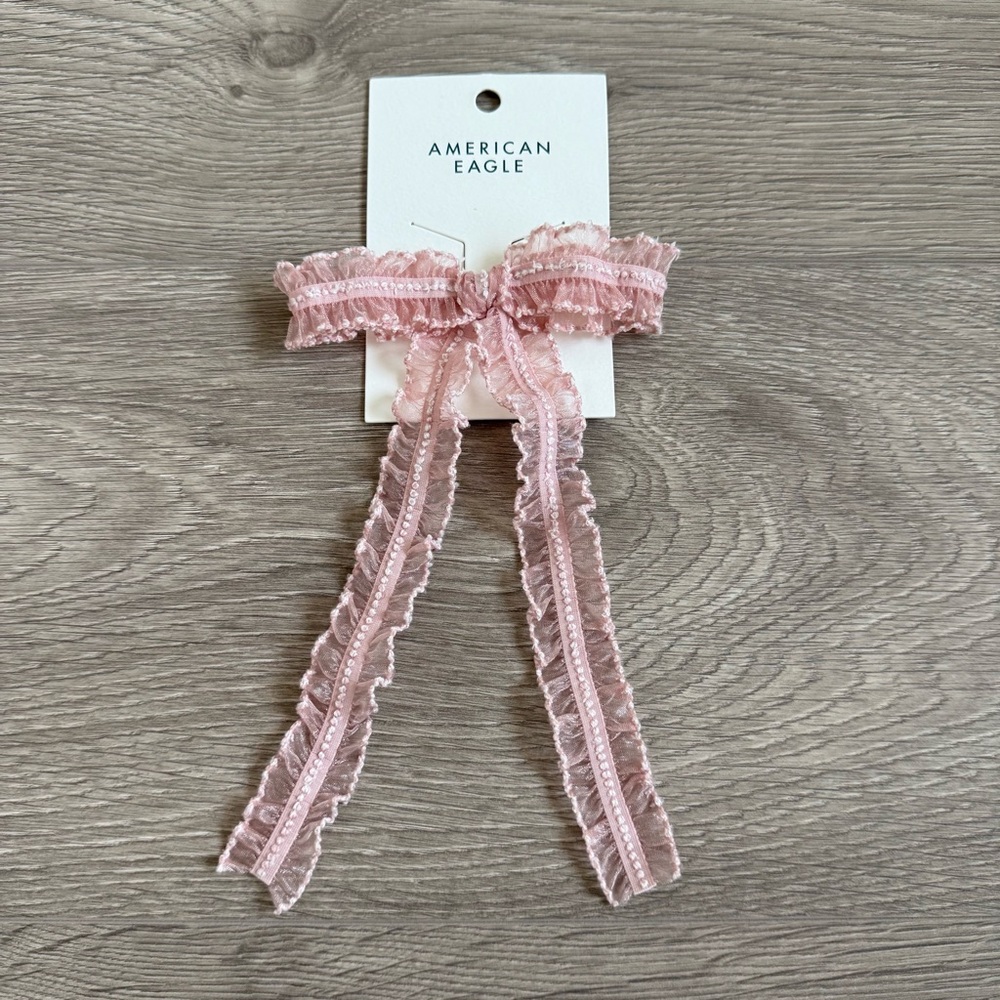 🆕 Pink Lace Ruffle Bow Hair Clip